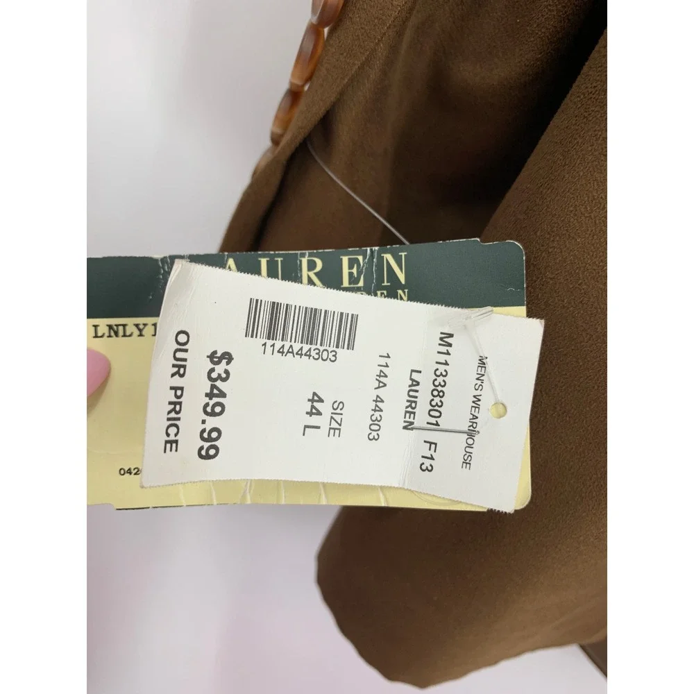 Ralph Lauren Blazer Jacket Mens 44L Brown Faux Suede UltraSuede Sport Coat NEW